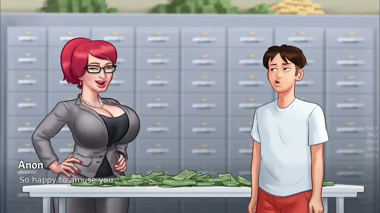 Big boobs Tina fucks monster cock Anon on a big pile of money - gameplay part 4