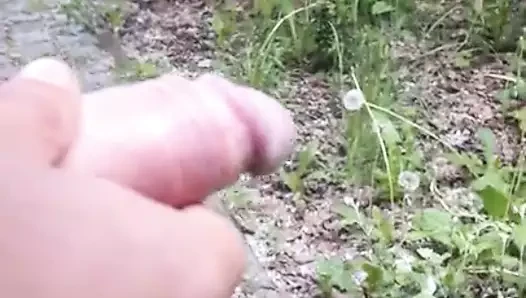 Risky public jerk and cum