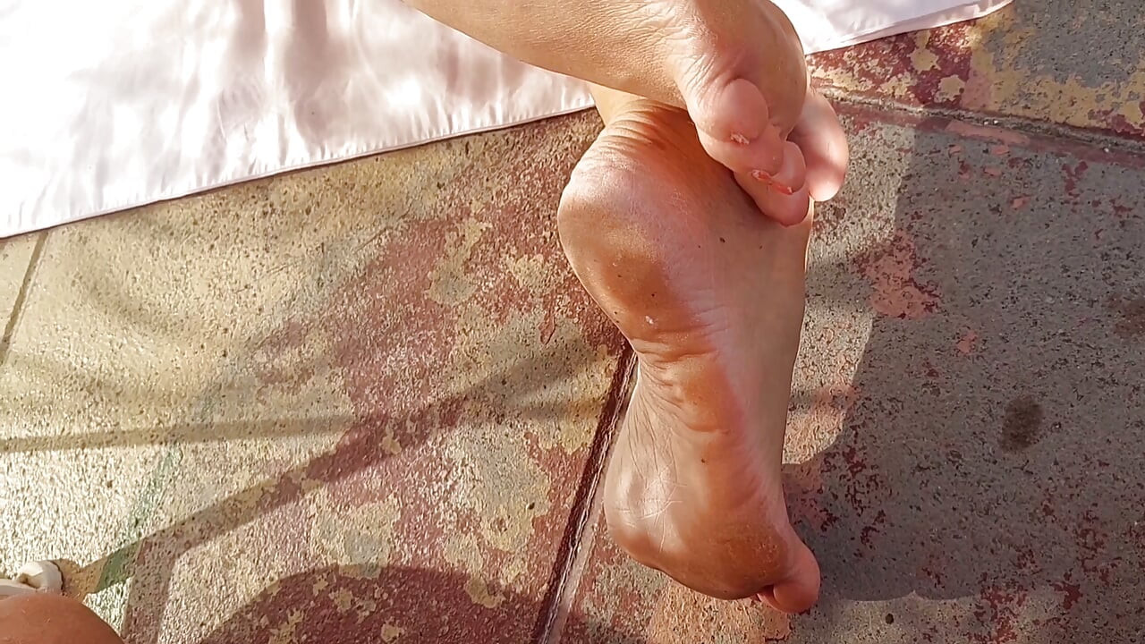 Sexy Blonde Wife Enjoys Foot Worship Naked Outdoors