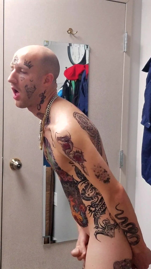 Face Tatted Dildo Fucking