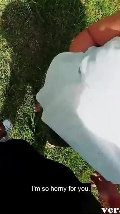 Brunette German Milf with big tits during a sex date in a public Park | Clip 1