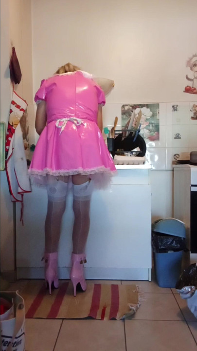Sissy maid does her Mistress's household chores