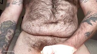 Hairy Bear Dad Touches Hole and Cums