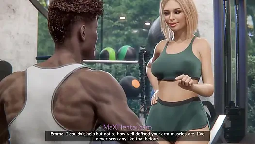 Istri nakal ini selingkuh dari suaminya sama pelatih olahraga berotot kulit hitam (animasi 3d)