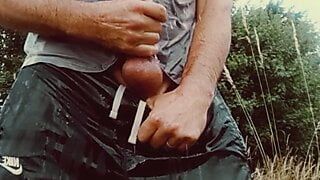 Long hard-on piss all over me trackies, Scallyoscar piss slave