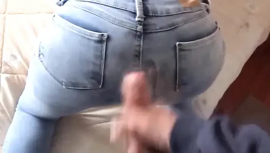 I Receive Big Cumshots in My Hairy Pussy and in My Ass with My Jeans on