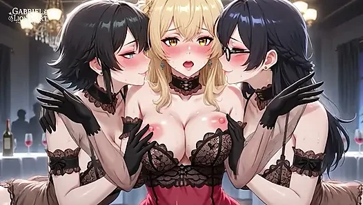 Hentai Lesbian threesome at a private party