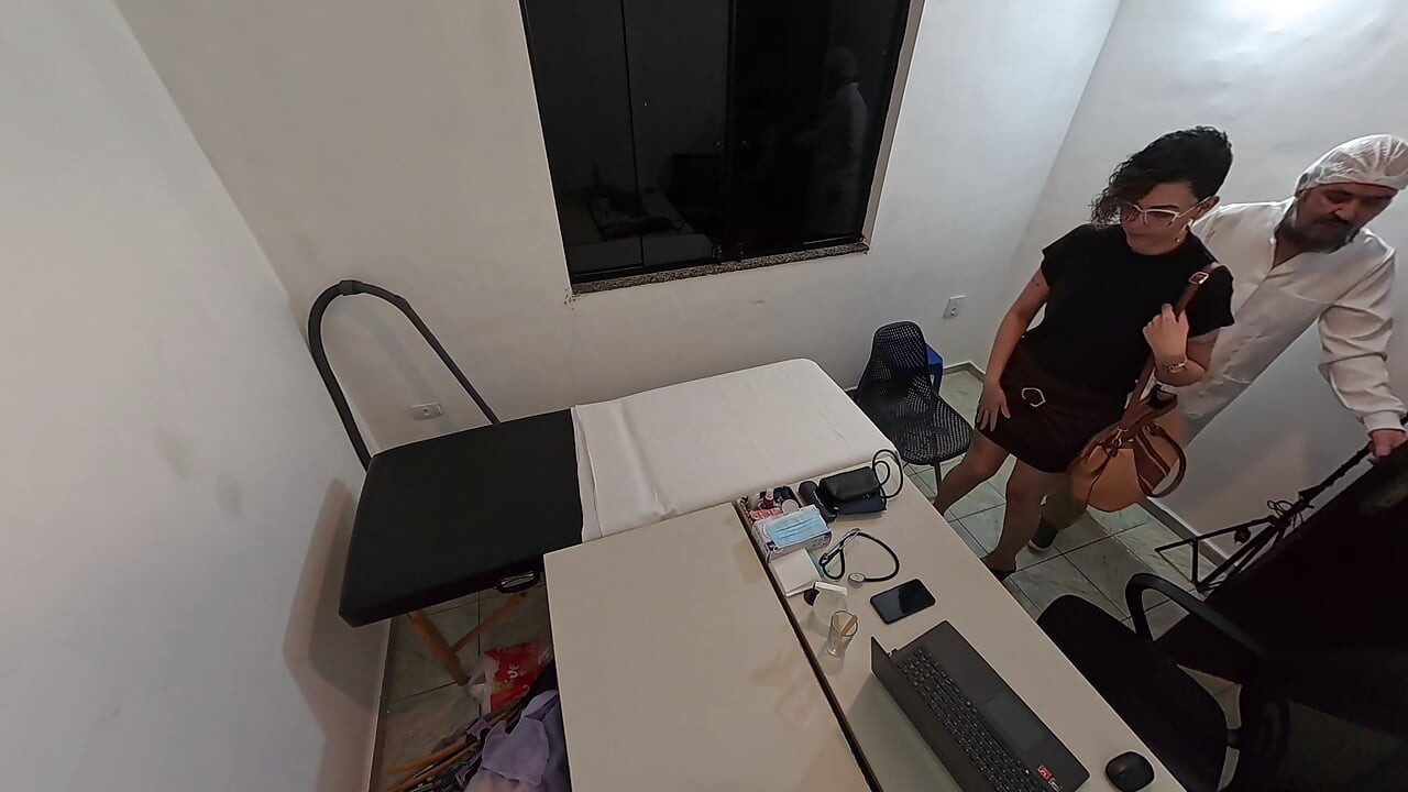 Brazilian doctor performs pre-employment medical exam on foreign woman.