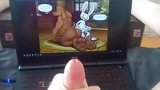 Gooning to Sam and Max Yiffing - SLOW MO CUMSHOT