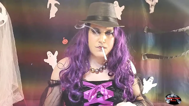 Halloween Holly Smoking and Having Fun