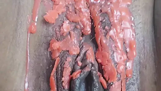 OMG. Putting candle wax on and finger until cum come out , With huge Squirt