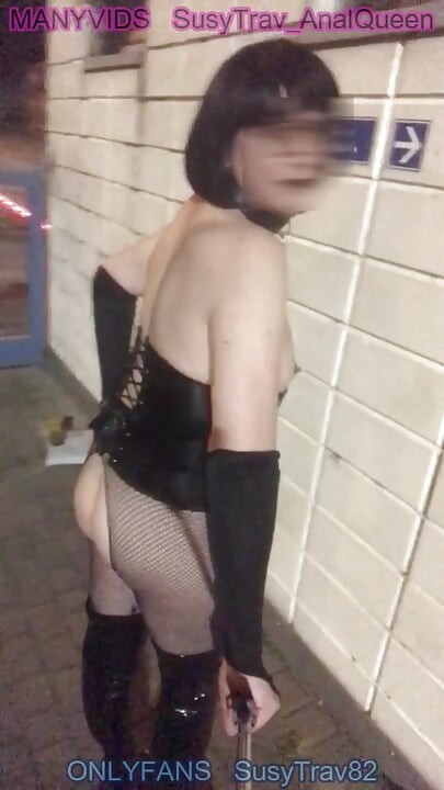 Caged Femboy Slut Destroys Ass with Massive Dildo in TruckStop Bathroom