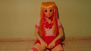 Animegao kigurumi zły smok czerwony 1080p