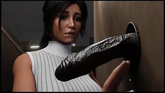 Croft Adventures Spiel Hentai-Spielparodie Folge 5 Lara findet ein Gloryhole mit einem großen schwarzen Schwanz!