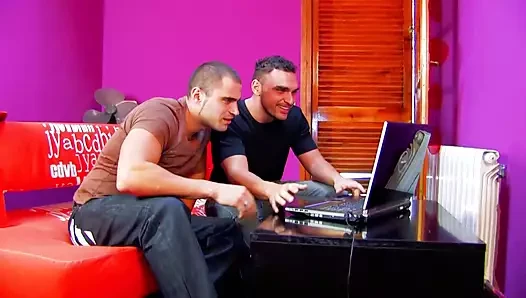 An outstanding German slut getting smashed by two thick rod's