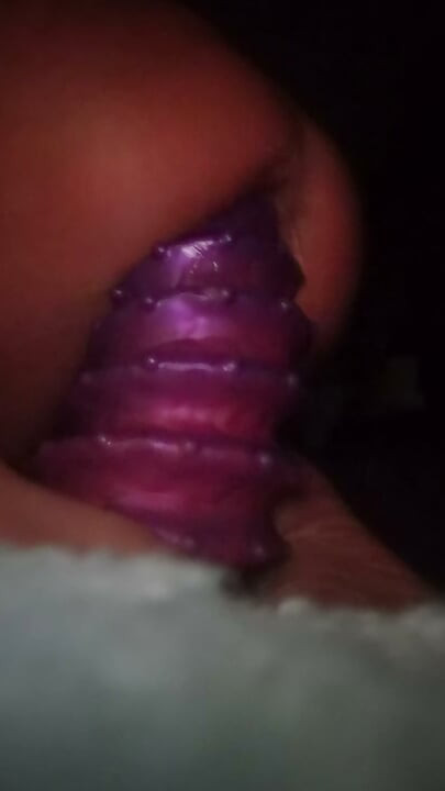 Slack hole whore fucks monster dildo
