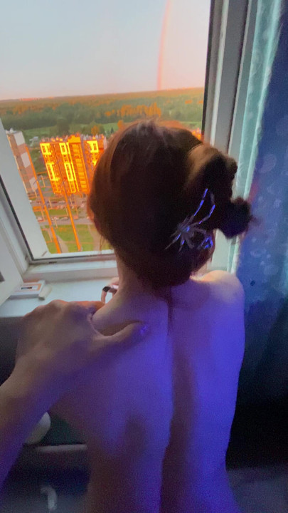 Rainbow in the sky shining and I enjoy sex with a little slut
