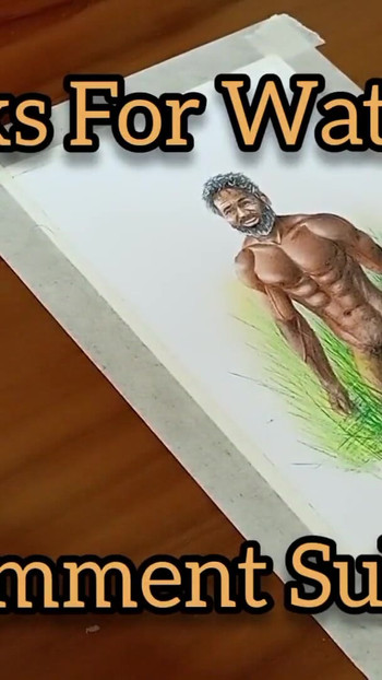 「筋肉質のインド人デジマンのエロティックアートまたはドローイング展の屋外での彼の大きな黒いコック」からの感動的な瞬間