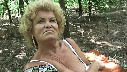 Wild Outdoor Blonde Fingers Herself and Sucks Hard Cock