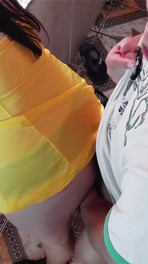 A sexy Latina stepmother with big breasts moves wildly while being penetrated from behind in the kitchen – Loud moans | Clip 1