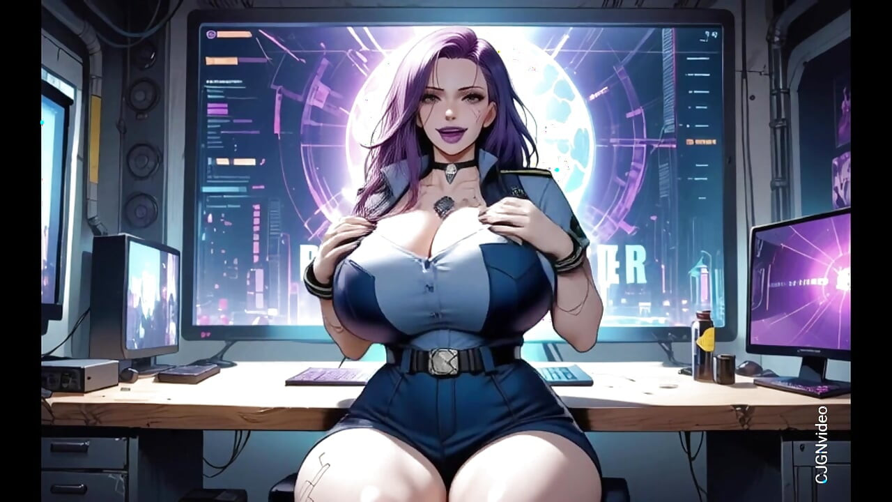Cyberpunk police woman undress (Ai animation)