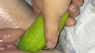 British wife, Cucumber fucking! She loves it!