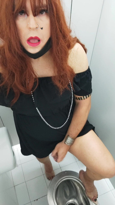 JoanaLoveTs enjoys warning up in public bathroom