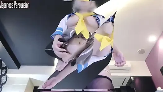 G-cup Waistline Perfection in Hamakaze Cosplay, Private Fantasy Captured in a Playful Secret Session Angle 2