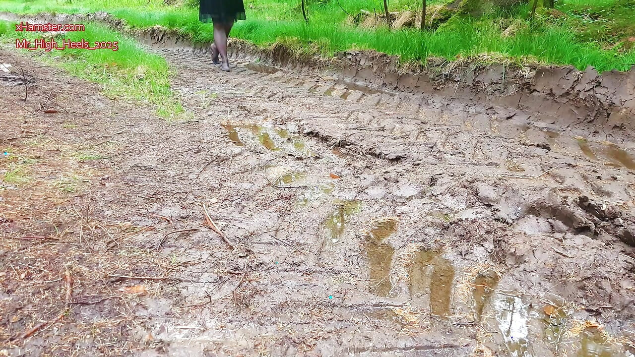 Nylon voeten in het bos