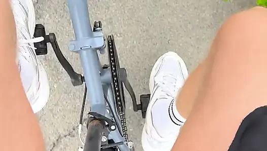 Public dick slip bike ride in Gran Canaria flashing uncut meaty cock on the streets