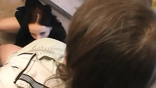 Dark haired teen pussy licked and slammed by old dude