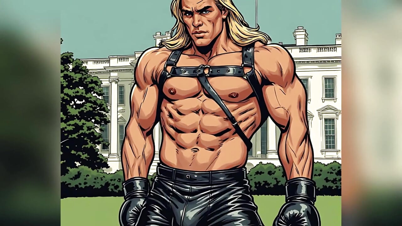 White House Lawn Fighter Bulge Comic Style Art