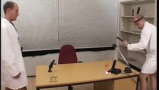 Blonde teen sucking dicks and getting fucked in orgy at doctor's office