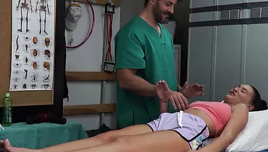 Gorgeous busty brunette latina oiled after massage is fucked by the horn...