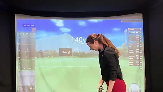 Trying to Golf in a Simulator with My Lush in! Trying Not to Cum While I Swing!