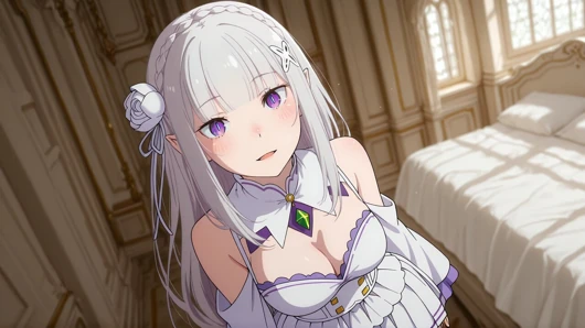 Emilia gives you her wet pussy Re:Zero hentai