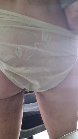 Crossdressed in green sheer knickers