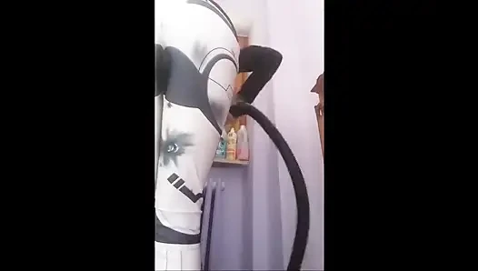 Chantal Is a Good Housewife but Sometimes She Lingers Too Much with the Vacuum Cleaner