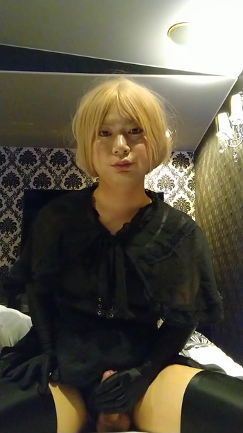 Captivating moment from "A big cross-dressing boy wearing a dress masturbated comfortably with an embarrassing appearance."