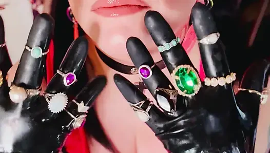 18 Rings & Latex Gloves! Miss Tina Snua Smoking 2 Cork Cigarettes For Her Glove Fan! - Smoker OMI OME Snap Inhales Drifting