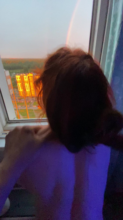 Rainbow in the sky shining and I enjoy sex with a little slut