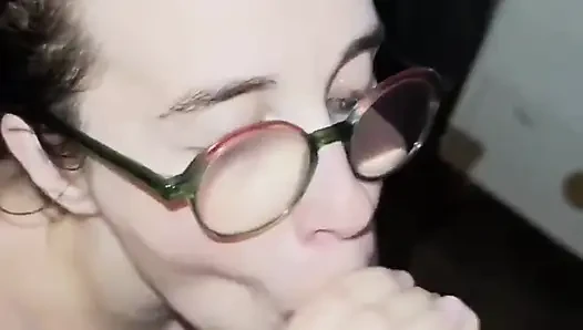 Slut with Glasses Sucks Like a Bitch up to the Facial