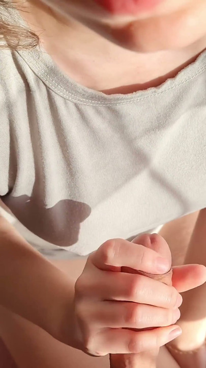 Sunny Handjob and Hot Cum on Clothes! POV!