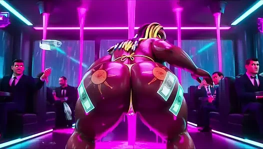 Cyberpunk neon oil twerk: çıplak şehvetli sırt dansı 2034