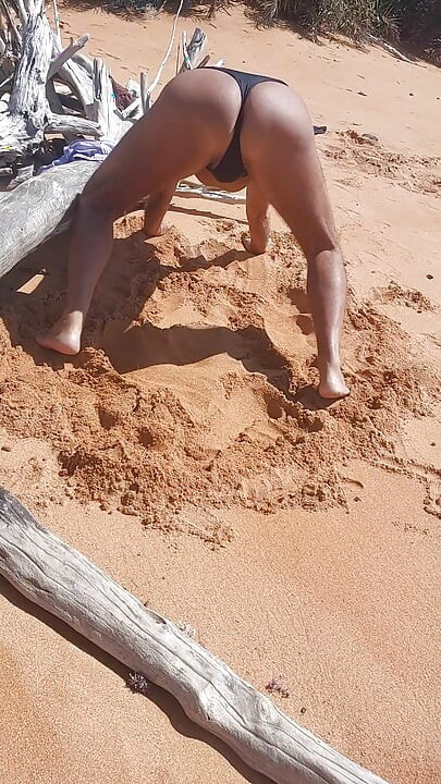 Ladysilva on the beach in panties tanning her hot ass