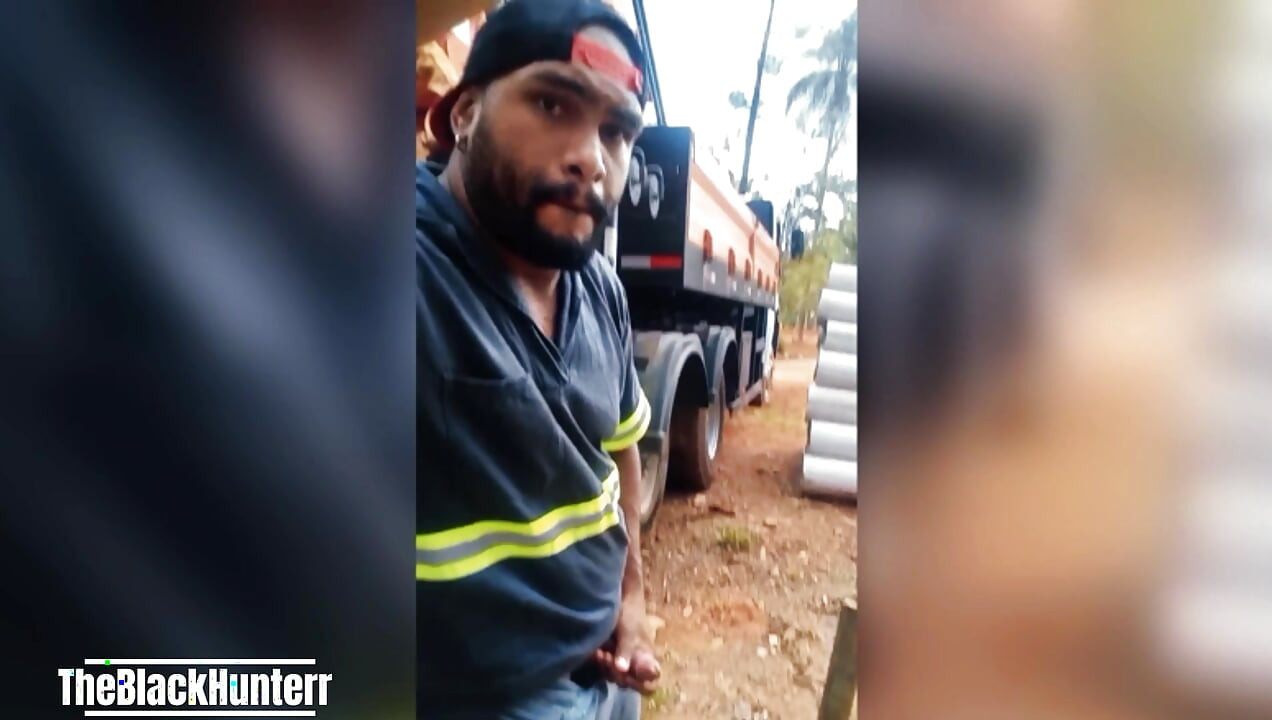 Worker Masturbating at the Construction Site Hidden Behind the Company Truck