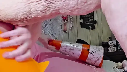 Mouth Humping Whore Takes Monsterous Cock in Her Gumms N He Cumms