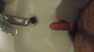 Cumshot into the sink (pathetic little cock)
