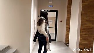 Real Porn Casting in a Mall Public Toilet