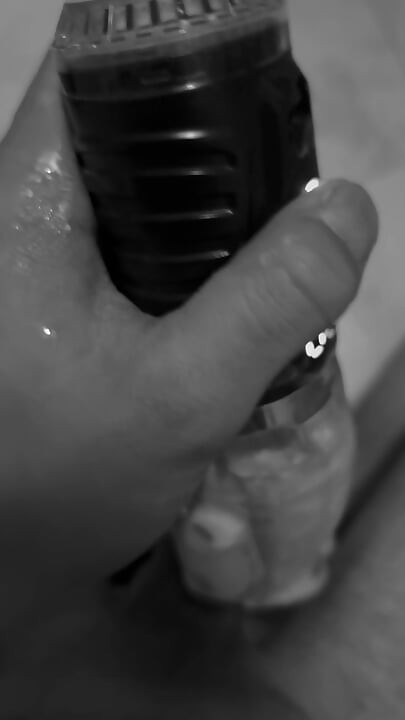 Teasing my monster cock with my toy
